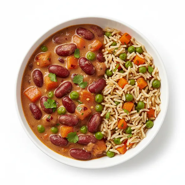 Coconut Kidney Bean Stew with Carrot Green Peas Rice Mix